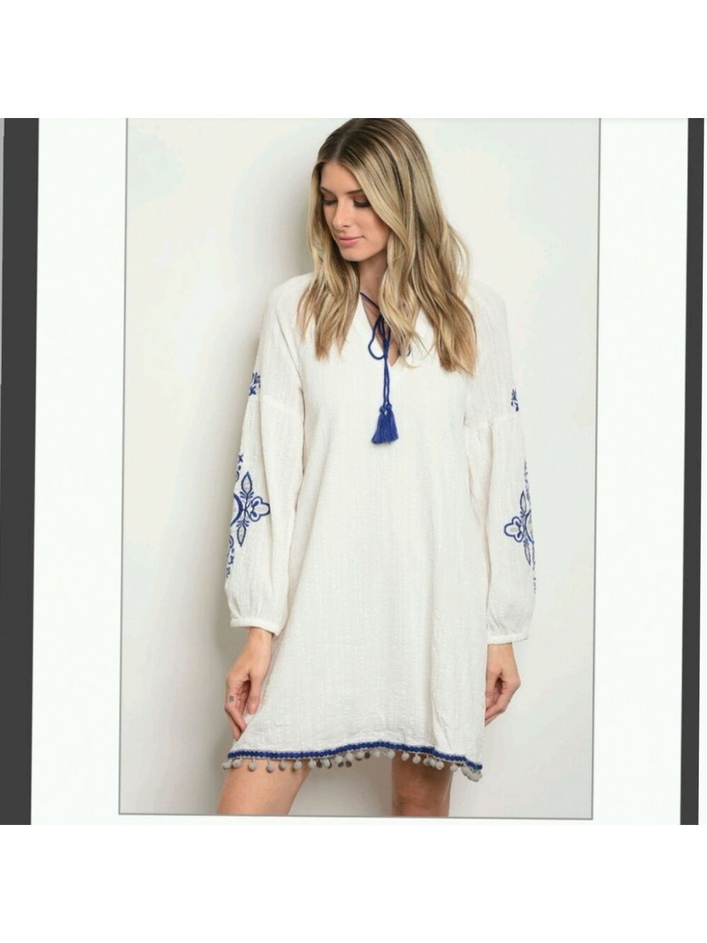 💦boho chic Tonic white and blue dress 💦